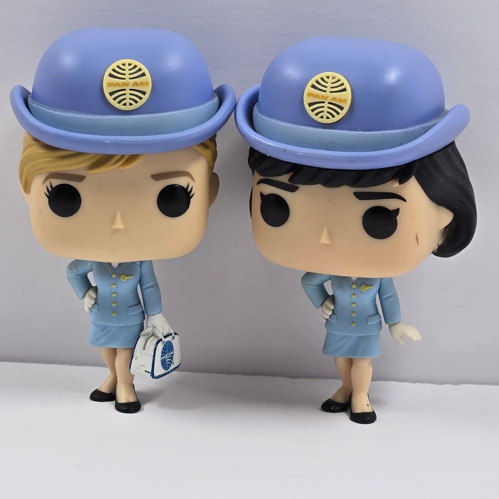 Funko Pop Pan Am Stewardess Vinyl Figures Set of 2 Blonde Brunette 1960s Retro